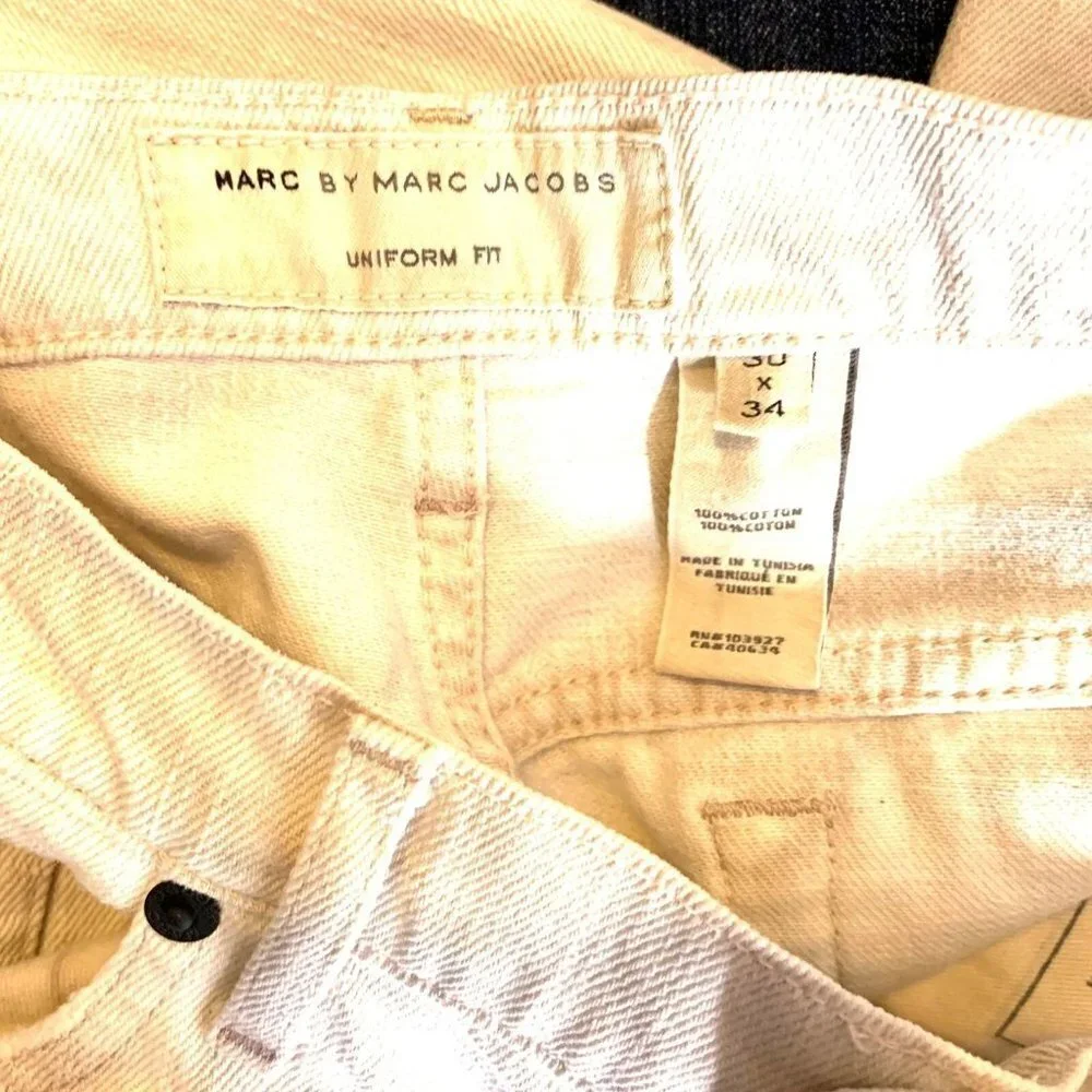 Marc By Marc Jacobs Beige Uniform Fit Straight Leg Jeans Size 30 x 34
